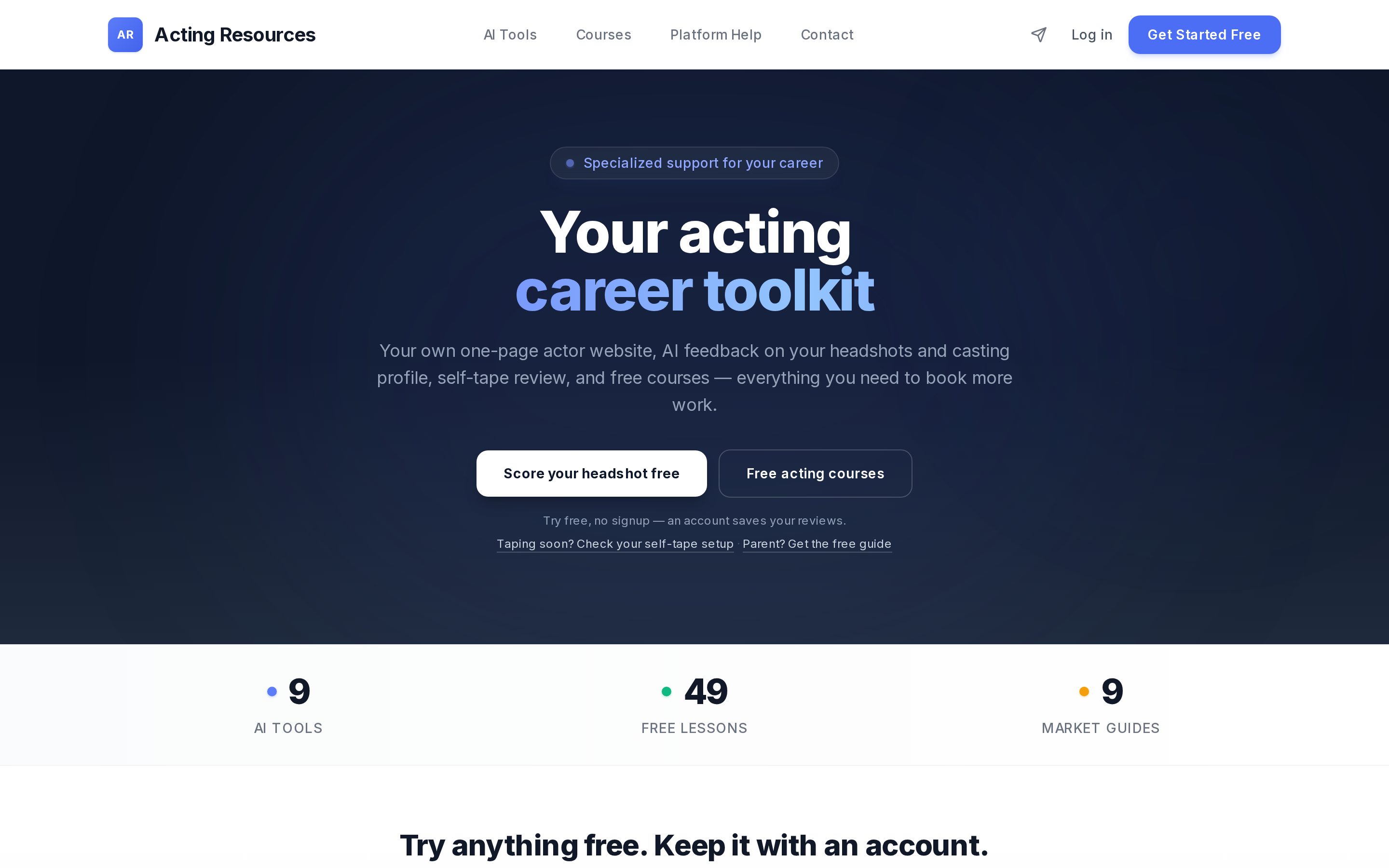 Acting Resources website