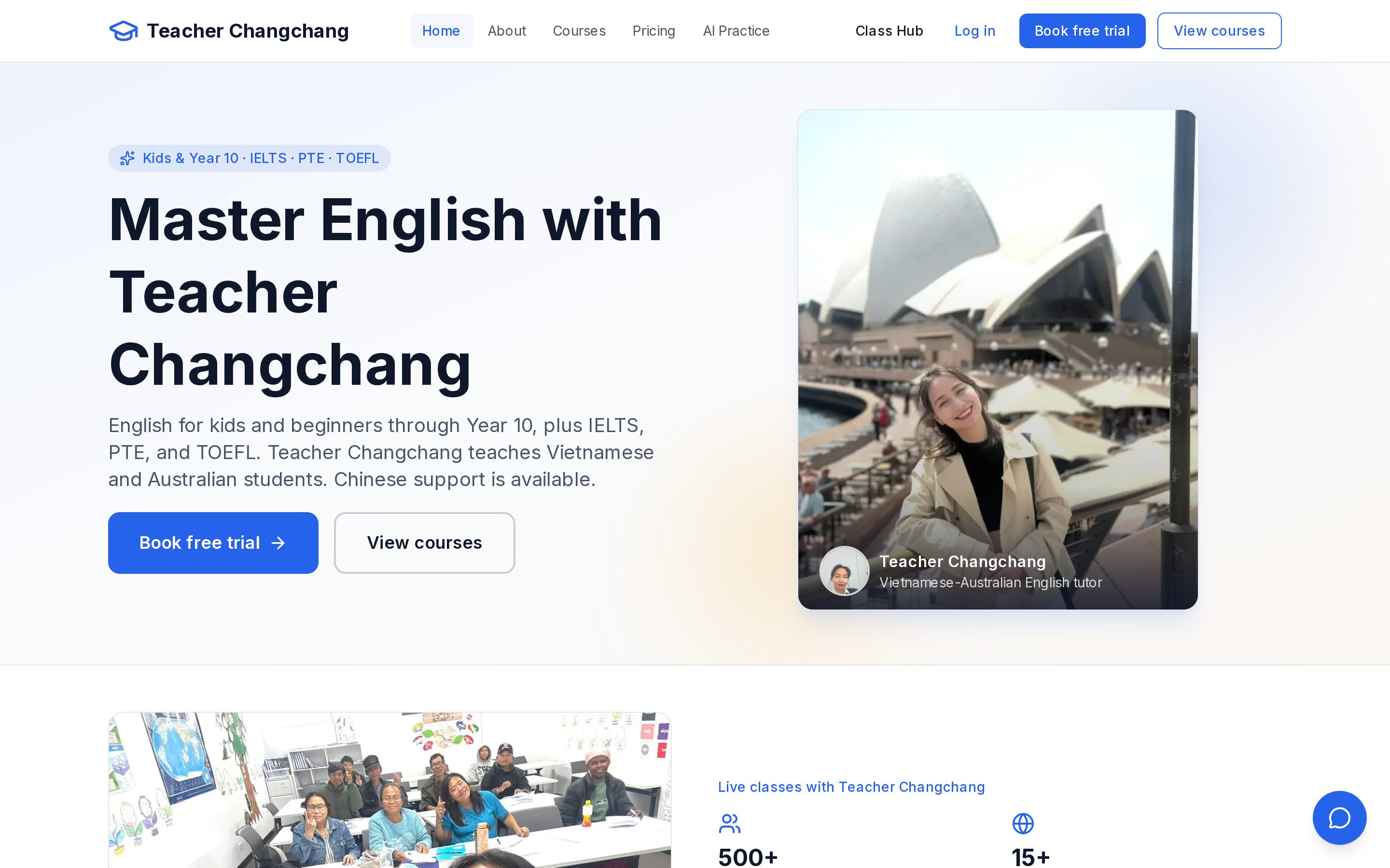 Teacher Changchang English tutoring website